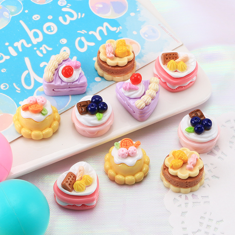 Brillante pastel de frutas comida y juego lindo DIY crema pegamento casero teléfono caso tocado joyería resina accesorios al por mayor