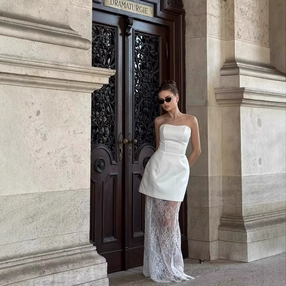 Эксклюзивная трансграничная европейская и американская мода AliExpress INS, популярный топ без бретелек с завышенной талией, комплект с кружевной юбкой с высокой талией