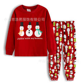 2023年新款儿童2-7岁商家直供家居服长袖套头套装外贸圣诞款