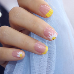 Spring and Summer Fresh, Gentle French Flower Ice Transparent Bare Color Removable Wearable Nails Nail Stickers Finished Products Make Your Skin Look Whiter