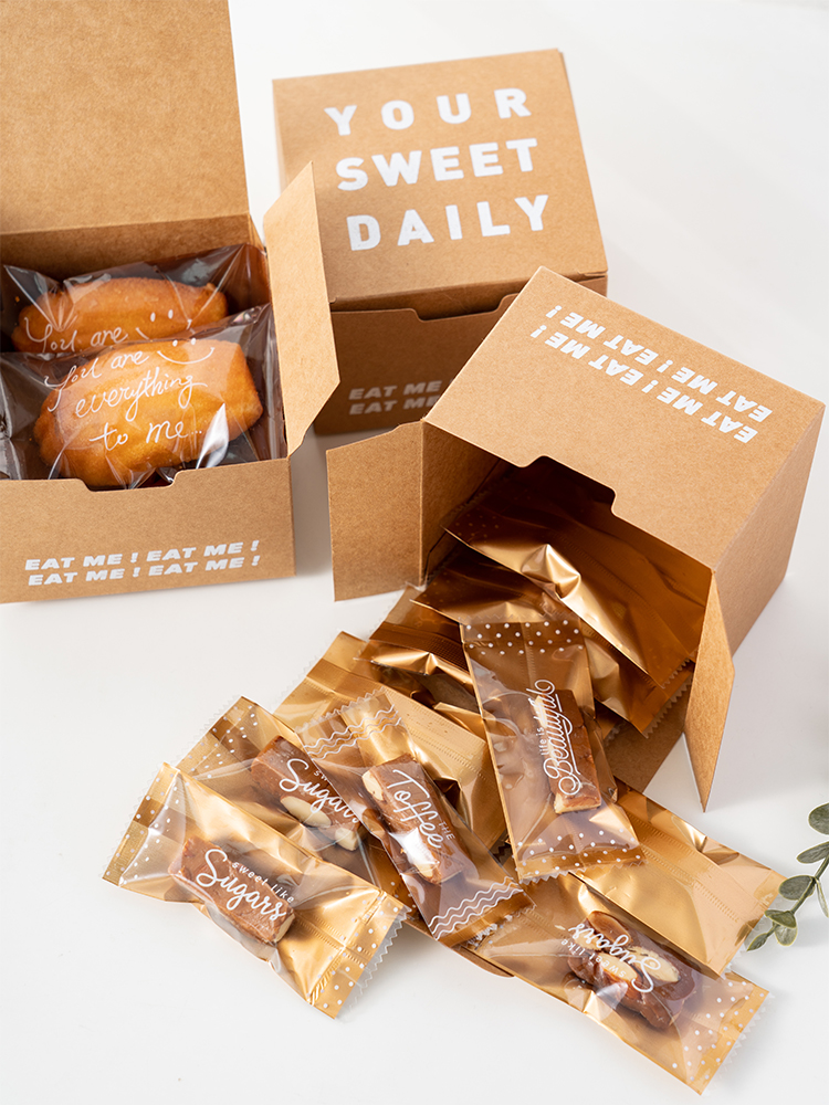 Cartón británico botón galleta caja de embalaje de nougat Madeleine caja de pastel de nieve