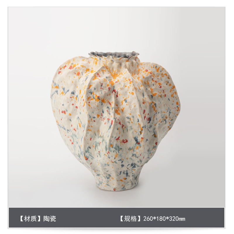 中世スタイルのセラミックフラワー花瓶装飾アートB&Bモデルルームゲストテーブルハイエンドフラワーアレンジメント装飾|undefined