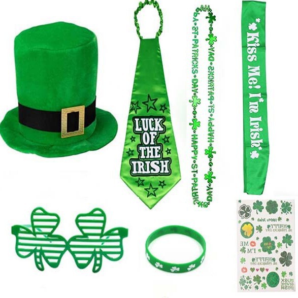 in stock St. Patrick's Day Hat suit Irish Day Clover Glasses Tattoo Green Beaded Chain Bracelet in stock St. Patrick's Day Hat suit Irish Day Clover Glasses Tattoo Green Beaded Chain Bracelet