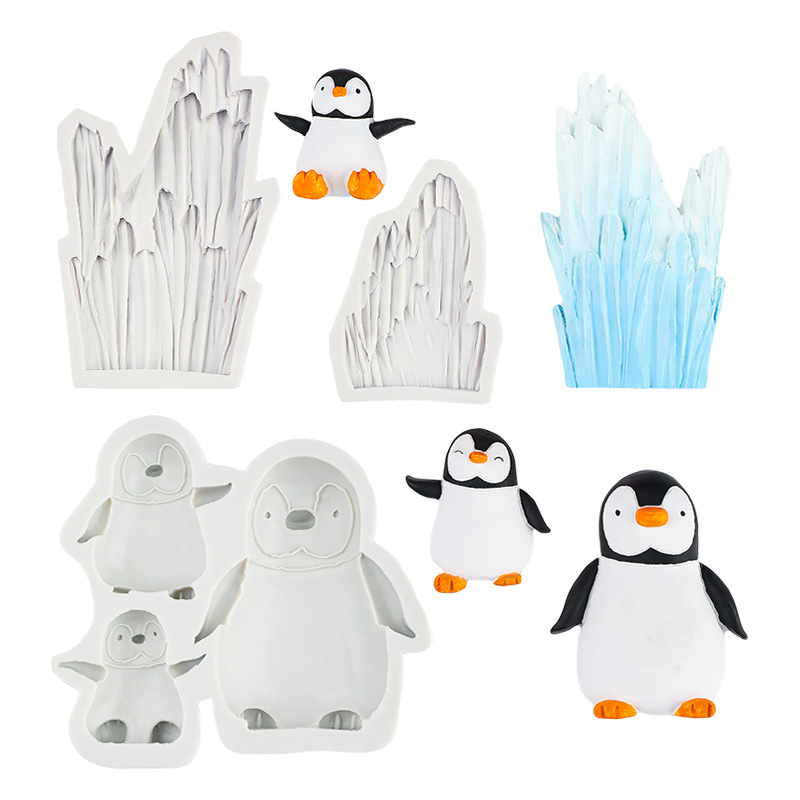 Molde de silicona en forma de iceberg de pingüino Molde de horneado de pastel de chocolate de fondant