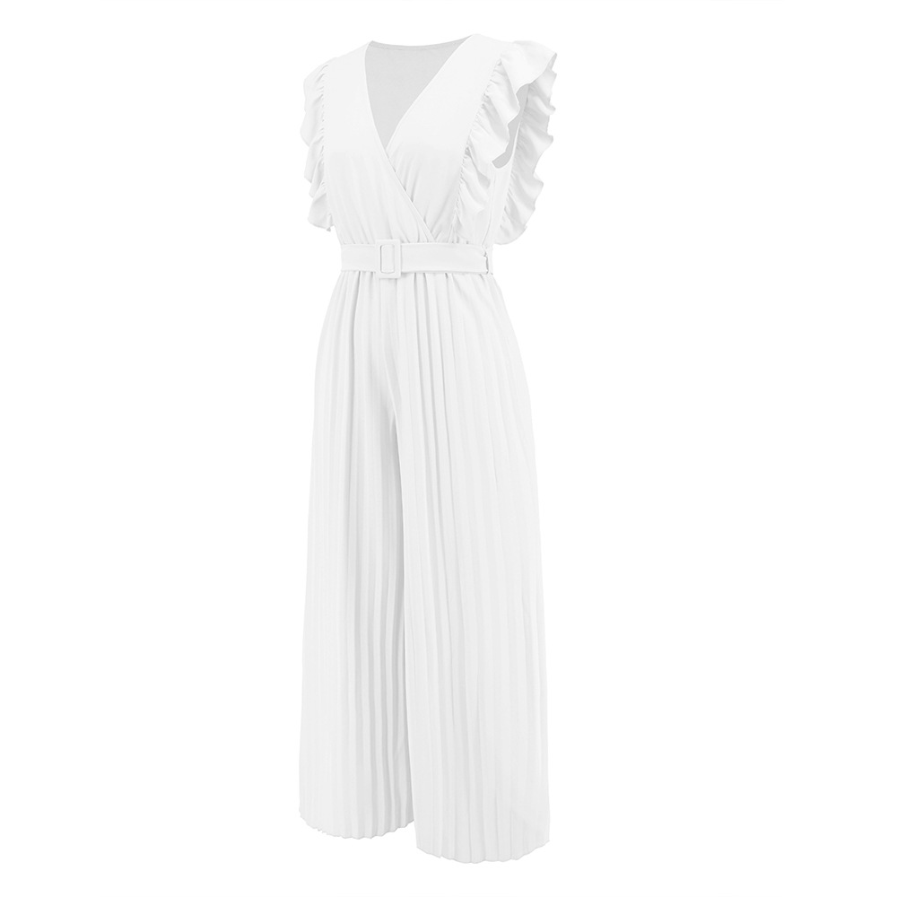 Fashion Solid Color Polyester Ankle-Length Patchwork Jumpsuits