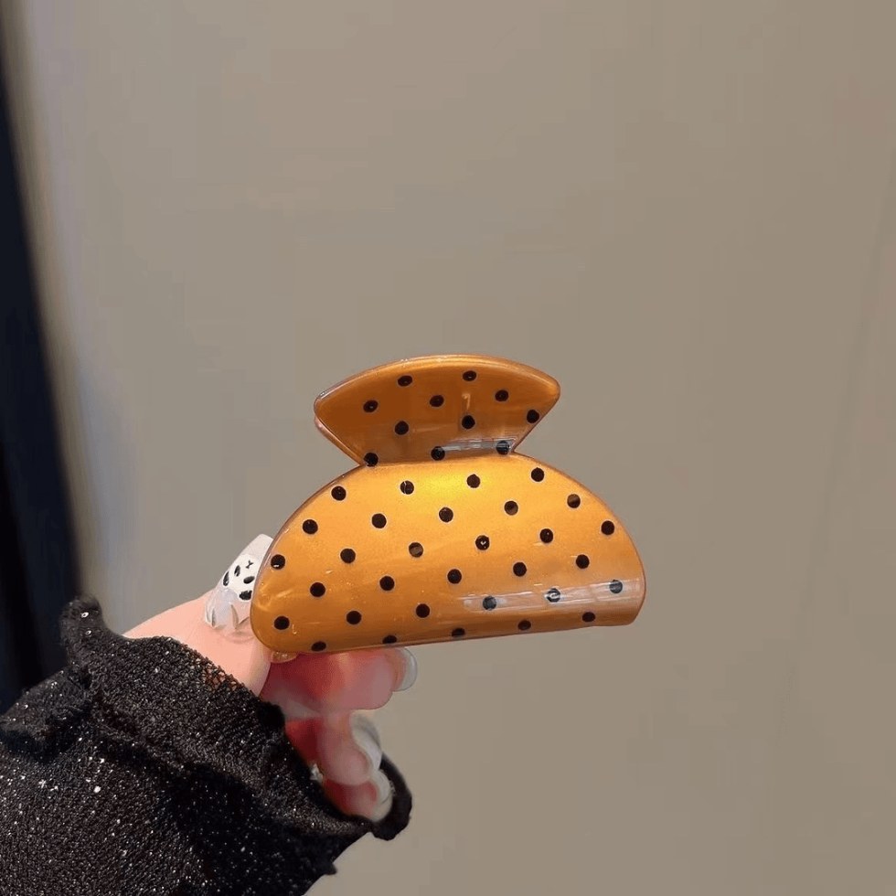 Caramel polka dot small fan shape