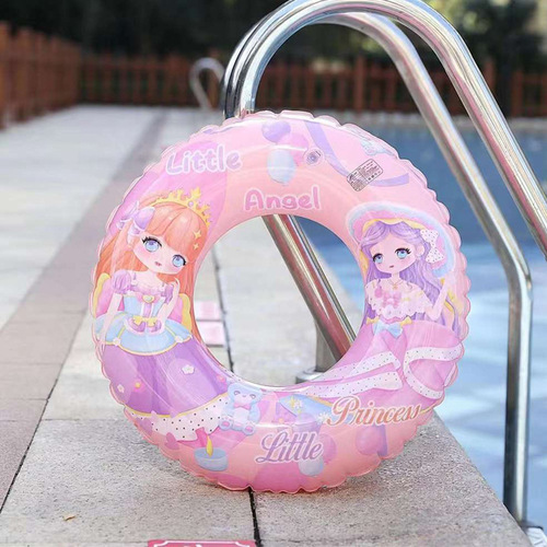 Swimming ring for children and girls, thickened beginner swimming equipment, cute cartoon baby inflatable floating ring, armpit ring
