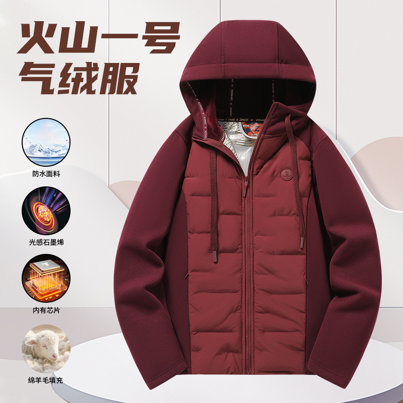 Transfronterizos chaquetas de plumón ligeras para hombres y mujeres otoño y invierno 2025 nuevo empalme al aire libre con capuchón corto abrigo cálido casual