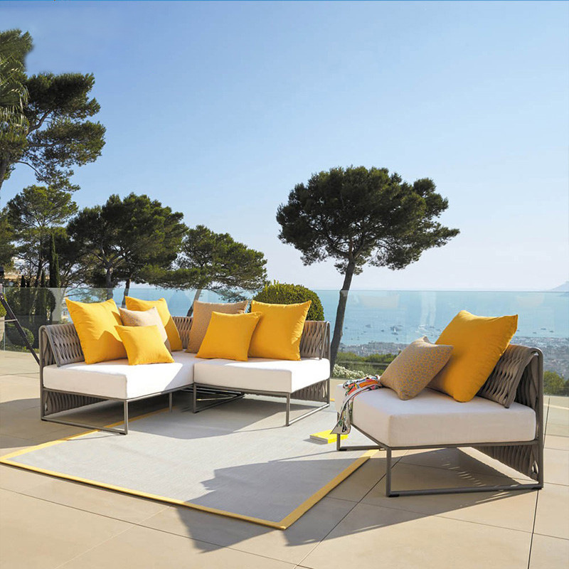 Sofá de ratán para exteriores, para villa, patio, balcón, sala de estar, hotel, muebles de ratán de diseño moderno y sencillo para exteriores