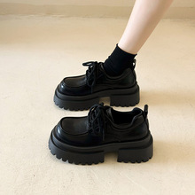 韩版厚底系带大头皮鞋小个子JK制服单鞋女2025春夏新款百搭乐福鞋