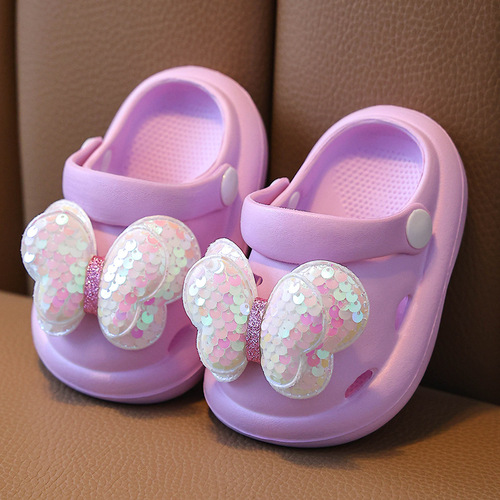 Kids' Slippers for Girls, 1-3 Years Old, Indoor Home Use, Soft Sole Non-Slip, Toddler Bath Shoes with Perforations, Breathable