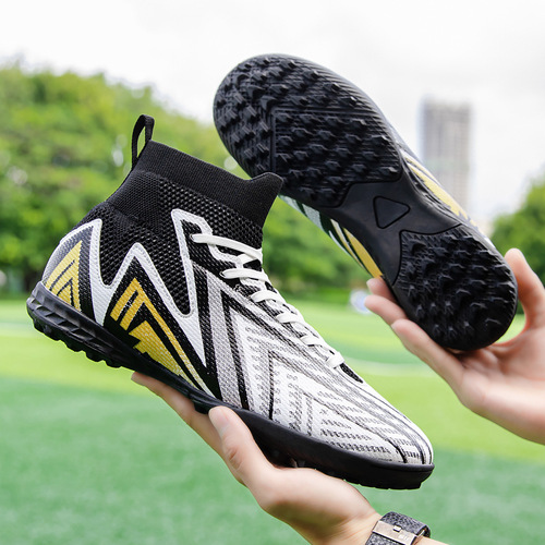 Football shoes with broken spikes, high tops, new professional training shoes for teenagers and children, cross-border large size 48 sports shoes