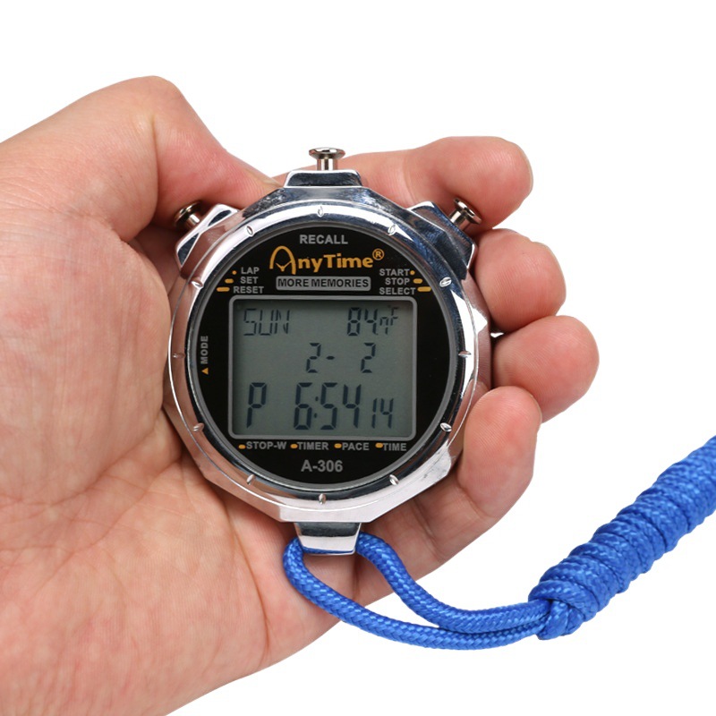 Three Rows of 200 Running Watch Metal Shell Outdoor Sports Coach Track and Field Competition Referee Timer Digital Stopwatch