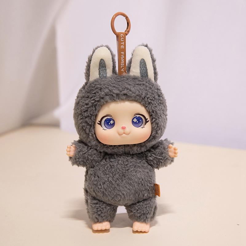 Cute silicona mascota familia colgante juguetes de peluche muñeca muñeca mochila muñeca llaveros muñeca