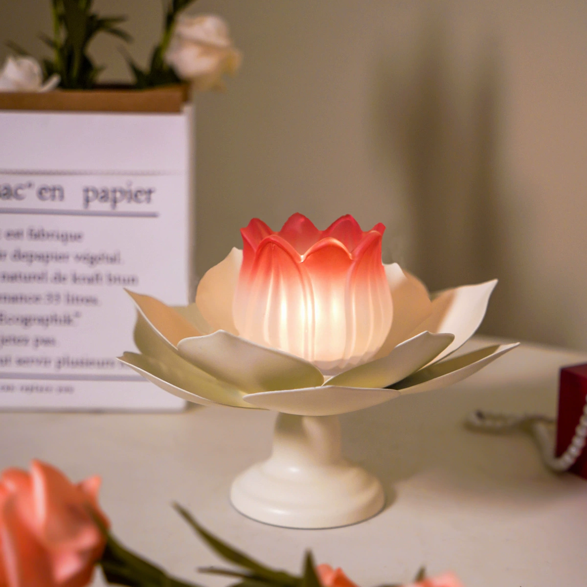 Ночник-лотос, креативный, для трансграничной торговли, подставка для свечи из железа, домашний декор, атмосферные поделки, украшения
