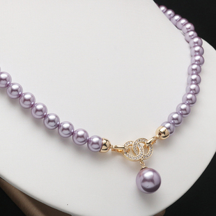 Fashion Elegant Shell Pearl Women's Micro-inlaid Zircon Niche Light Luxury Shell Beads Clavicle Chain for Mom and Girlfriend Gift