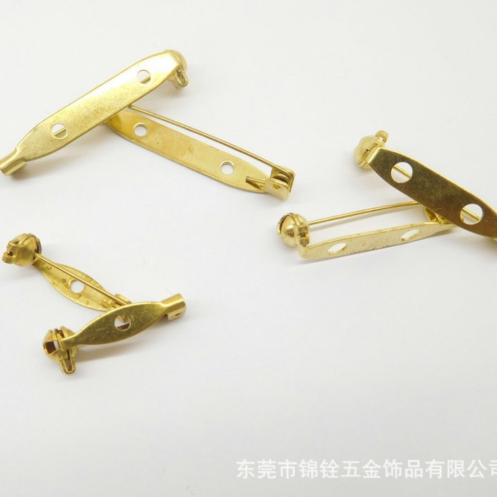 铜质保险头胸针大头保险扣针单孔保险别针DIY安全别针