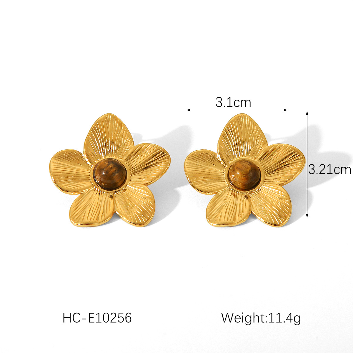Women's Gender PVD Coated 18K Gold Real Gold Plated Flower 304 Stainless Steel Vintage Style Waterproof Non Tarnish Drop Earrings Ear Studs