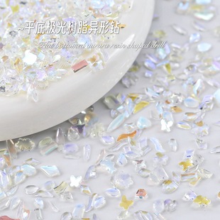 Trendy Aurora Elf-Inspired Flat-Bottomed Irregular Rhinestone Nail Art Accessories Wholesale Flashing Resin Mixed Styles