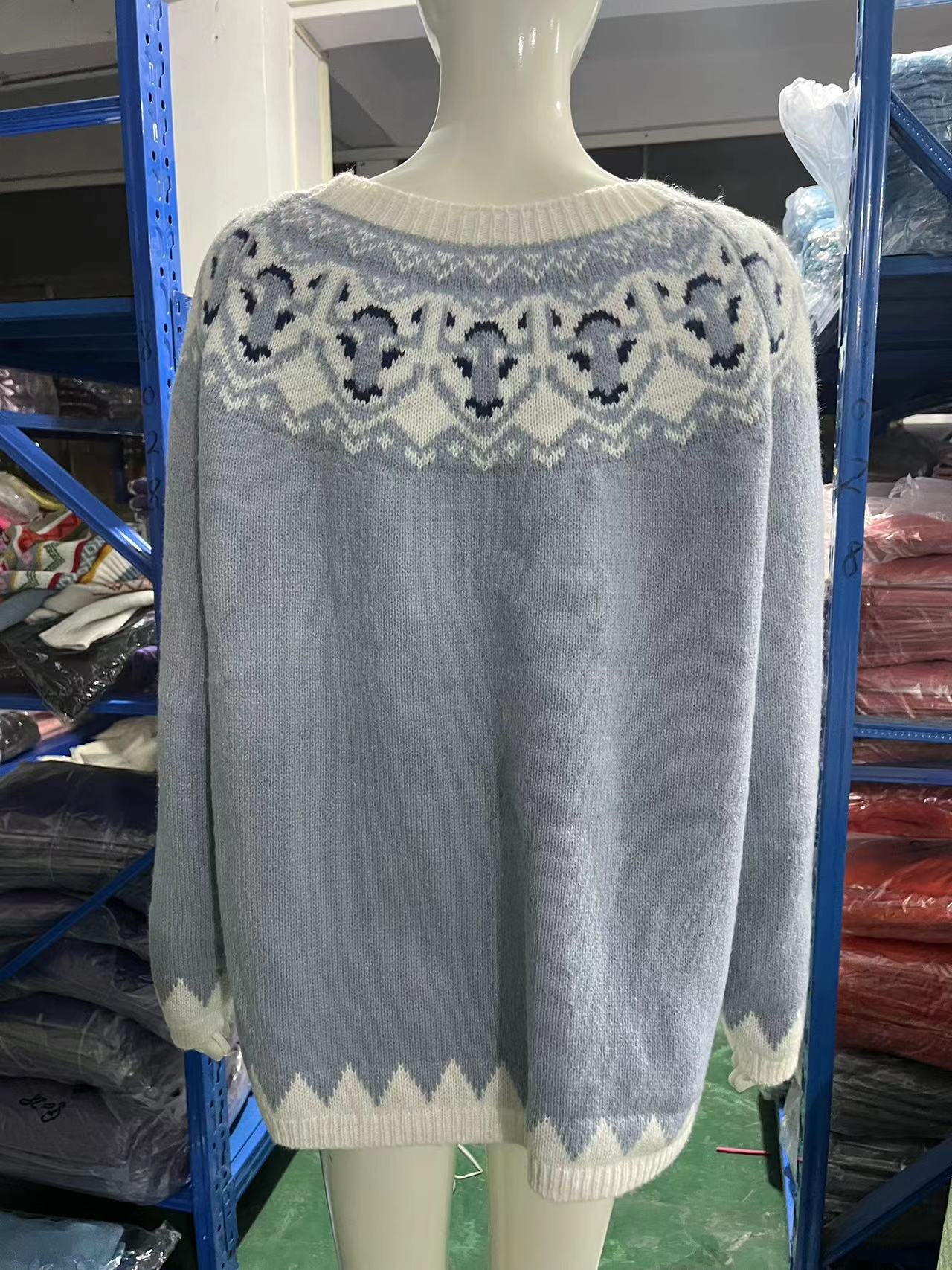 New Sweater Women Wish Hot Sale Round Neck Color Matching Loose Fashion Pullover Knitted Sweater 33 Undefined