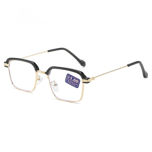 New high-definition anti-blue light reading glasses, fashionable eyebrow line frame metal flat glasses, business reading glasses wholesale