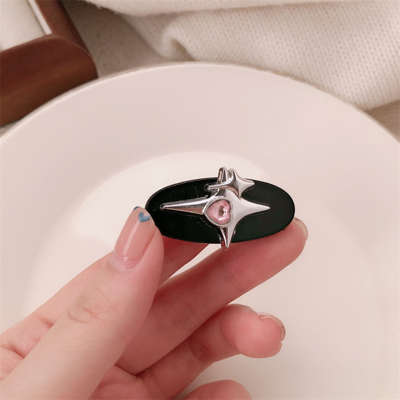 新款星芒爱心发夹甜酷少女椭圆鸭嘴夹发饰百搭侧边碎发边夹发卡|undefined