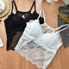 網紅性感蝴蝶蕾絲美背裹胸吊帶背心聚攏無鋼圈文胸透氣打底內衣女