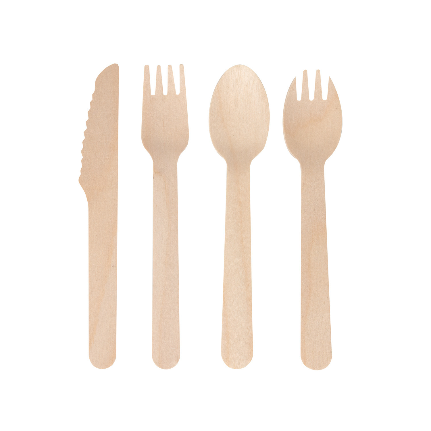 Juego de cubiertos desechables de madera de abedul, cuchillo, tenedor y cuchara para pastel, postre, miel, cuchara biodegradable, cuchillo, tenedor y cuchara de madera