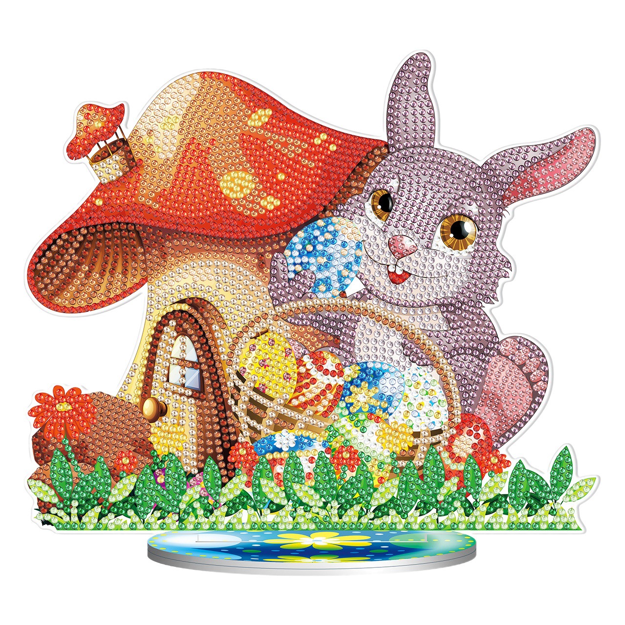 Accesorios para pintura de diamantes, decoración DIY de Pascua, pieza decorativa 5D con diseño de conejo y huevo.