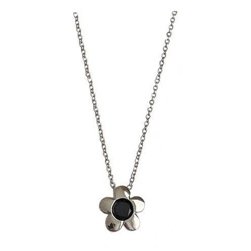 Minimalist Cool Metal Black Flower Pendant Necklace for Women, Personal Style, Simple and Versatile, Elegant Choker, Clavicle Chain