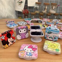 Cartoon square mirror airbag stand Kuromi convenient beauty makeup flip dual-sided mirror phone extensible folding stand