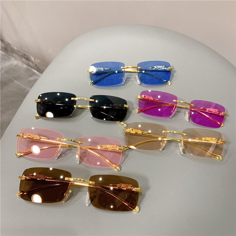 Modische Eckige Randlose Sonnenbrille Für Damen Und Herren_voghion.com