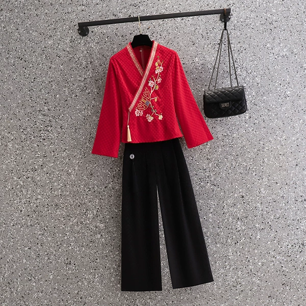 Red black trousers, set