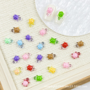 Explosions mini luminous turtle nail accessories cute cartoon wear diy toy resin accessories wholesale