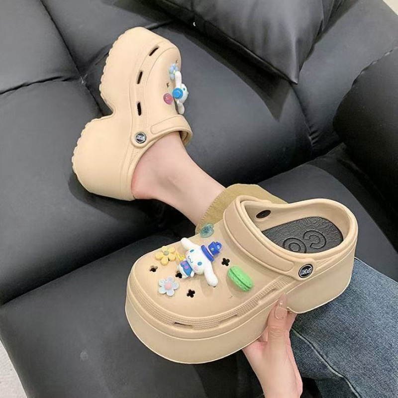 2025 Cute Baotou Non-slip Non-smelly EVA High Heeled 8.0 Hole Shoes Women's Summer New Style Platform Thick Bottom Beach