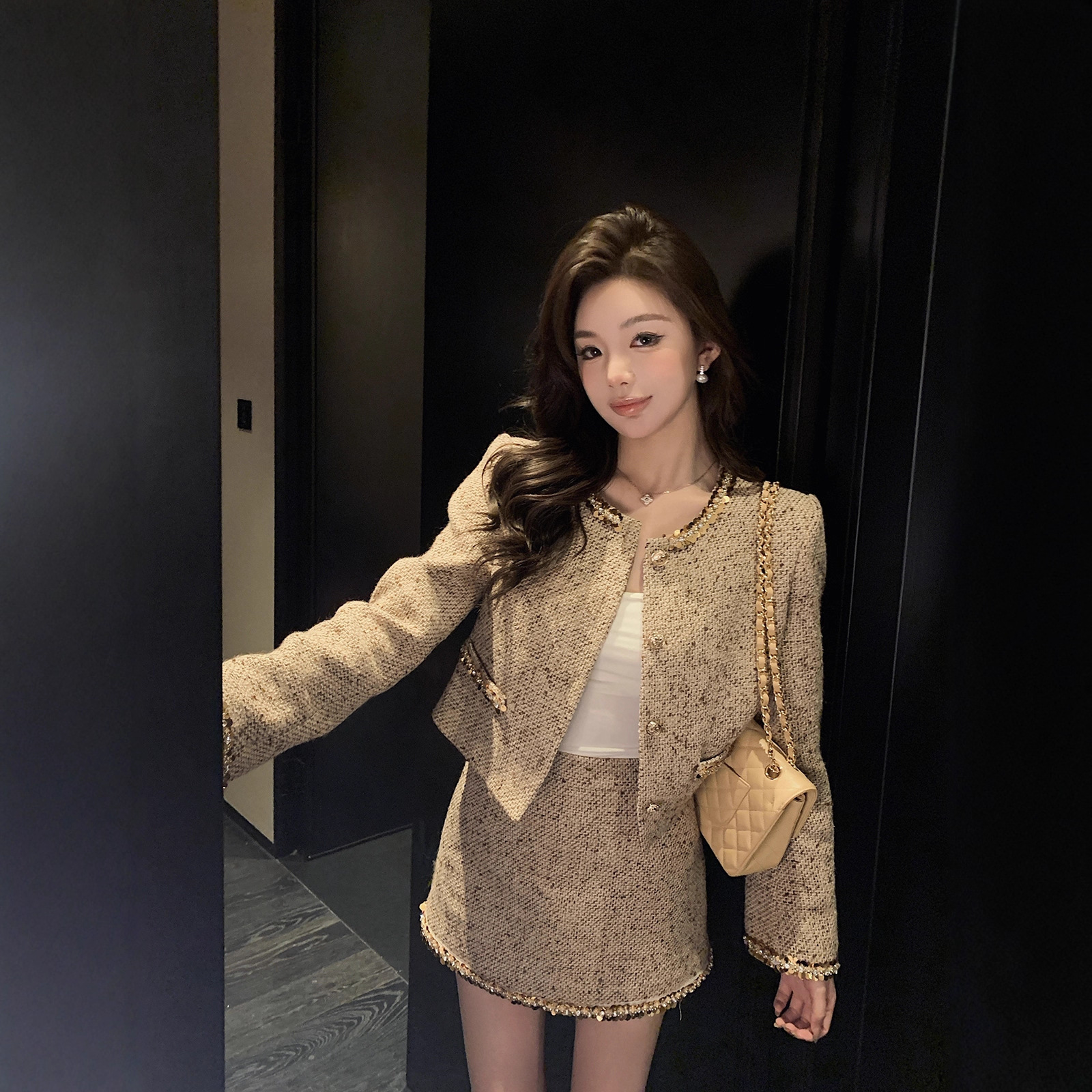 Tweed Style Suit for Women 2025 New Hot Style Accessible Luxury High-End Elegant Tweed Jacket and Skirt Two-Piece Set