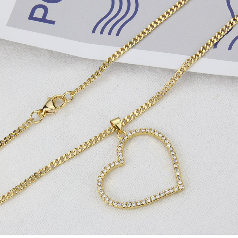 Ins Europe And America Cross Border E-commerce Inlaid Zirconium Elegant Heart Pendant  Spot Fashion Simple Necklace Sweater Chain display picture 5