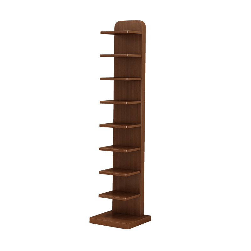 Estante de libro de hendidura estrecha de madera simple estante de suelo contra la pared armario integrado armario de almacenamiento de esquina de sala de estar doméstica