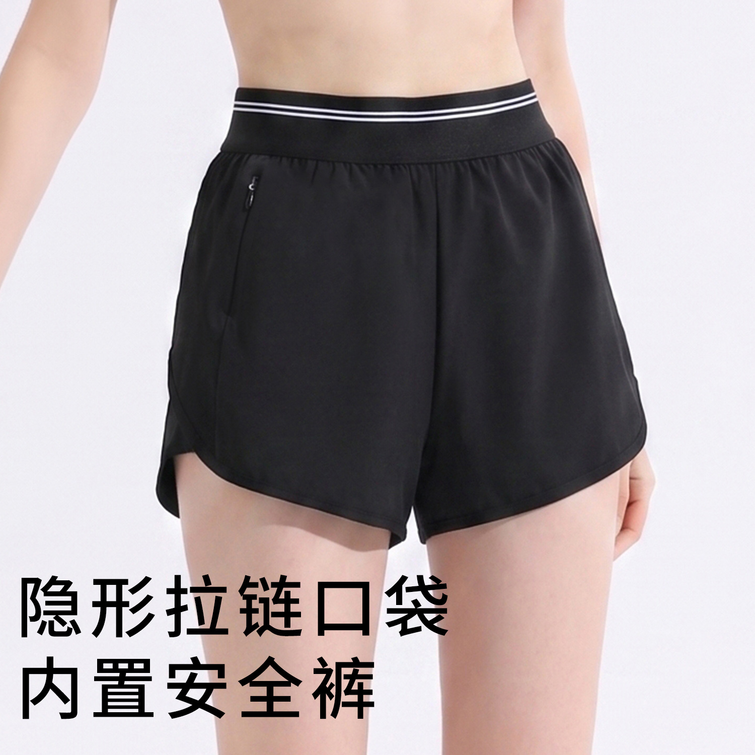 Women's Quick-Dry Running Shorts with Anti-Exposure Design, Suitable for Fitness, Marathon, Jogging, with Pockets, Three-Point Yoga Pants, Loose Fit for Outdoor Wear