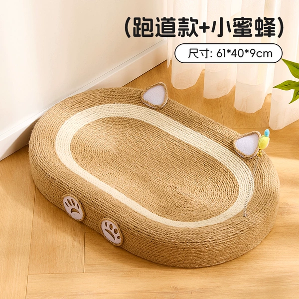 [2.0 upgraded full sisal rope 61cm] Oval cat scratching post (with cat teasing stick)