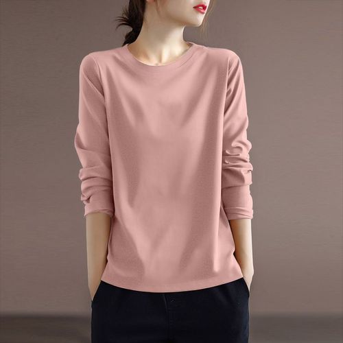 Women's Loose and Slimming Long Sleeve T-Shirt for Spring and Autumn, New Style, Casual and Retro, Versatile Top for Layering