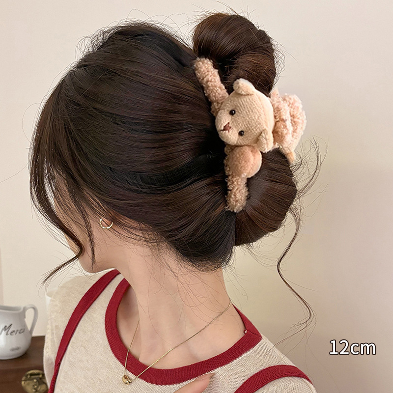 Otoño y invierno curry clip de agarre de cabeza grande clip de cabello tocado clip de tiburón 2025 nuevo peludo de gama alta agarre de cabello