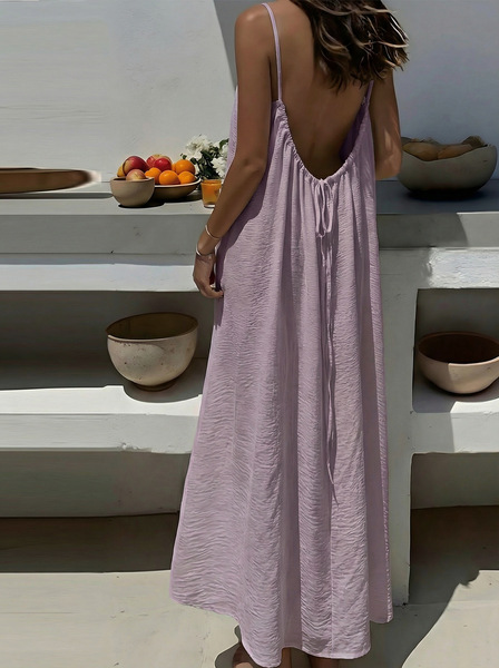 summer solid color long skirt sleevless