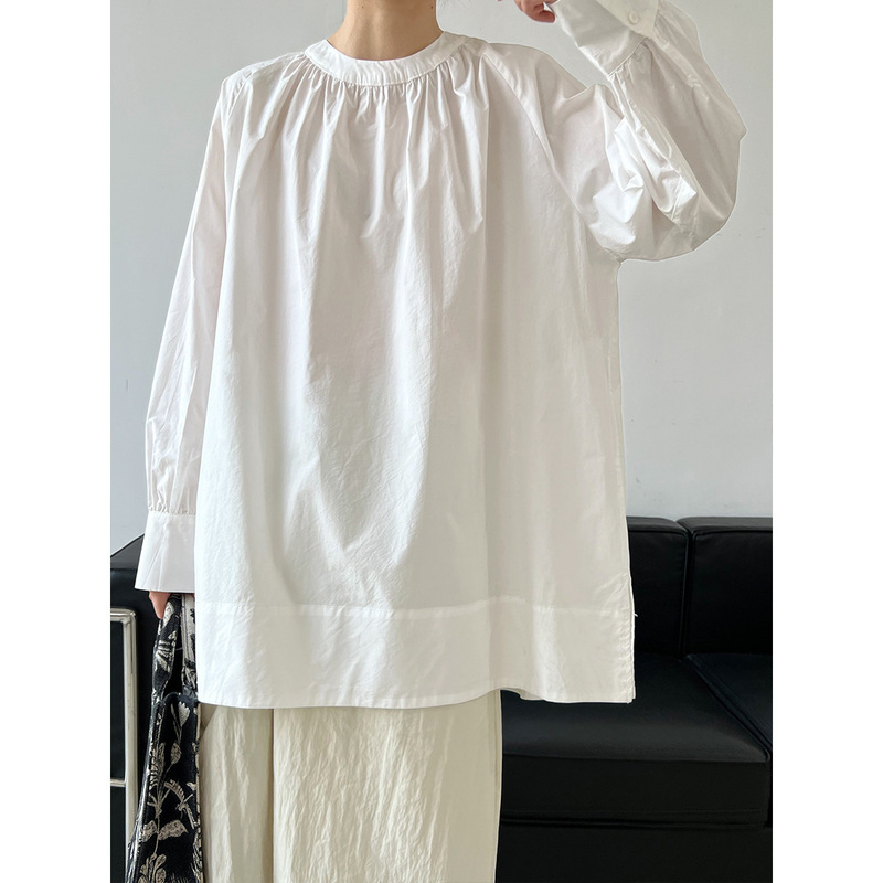 Ns Korean Style Ins Loose and Casual Basic Round Neck Ruched Raglan Sleeve Mid-Length Sun Protection Shirt for Women 3683