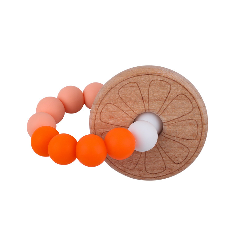 Nueva DIY creativo de dibujos animados juguete de haya mordedor bebé Beech biberón cuentas de silicona pulsera teether stick