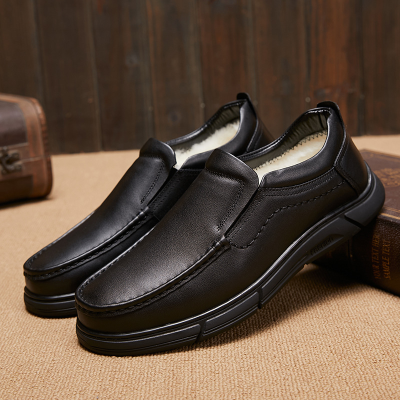 Scarpe casual invernali da uomo in vera lana morbida e pelle, calde e comode_voghion.com