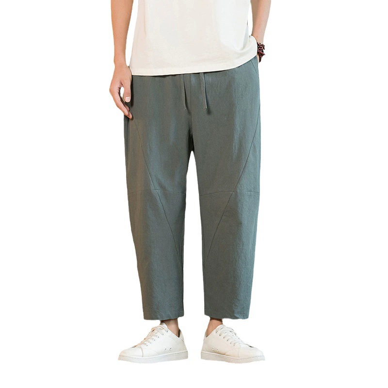 Summer thin trousers, flashlight, cotton and linen, plus size