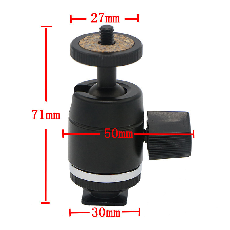 Soporte de cabeza de zapata caliente de cámara SLR flash Cabeza pequeña giratoria de 360 ° Cabeza universal de zapata caliente de metal completo