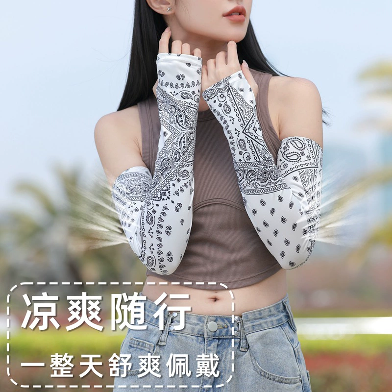 Новый летний ледяной рукав с буквенно-буквенно-шелковой нарукавной чехол для мужчин и женщин солнцезащитные рукава для езды на открытом воздухе анти-ультрафиолетовый лед рукав