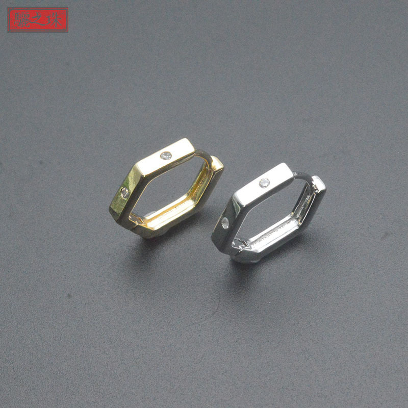 Small design copper golden platinum geometric earrings with zircon